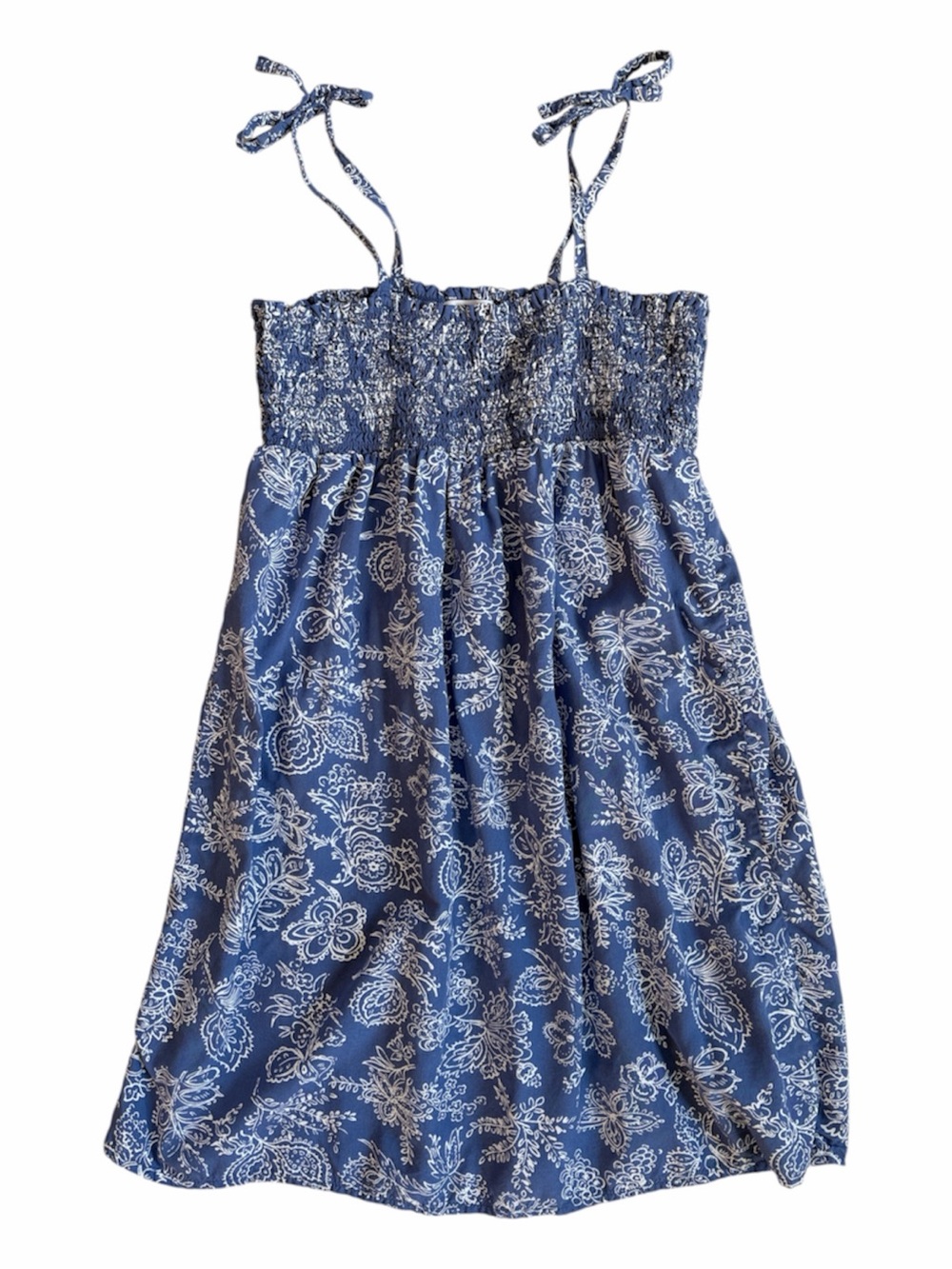 Girl’s Blue Floral Tie-Shoulder Sundress